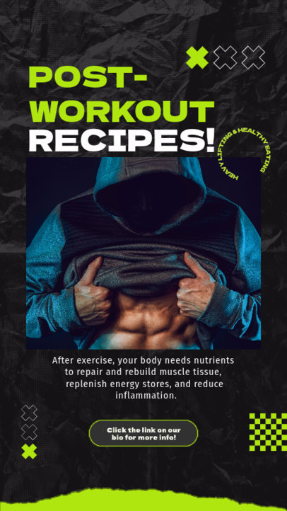 Instagram Story Design Maker Featuring Workout Recipes for a Healthy Lifestyle