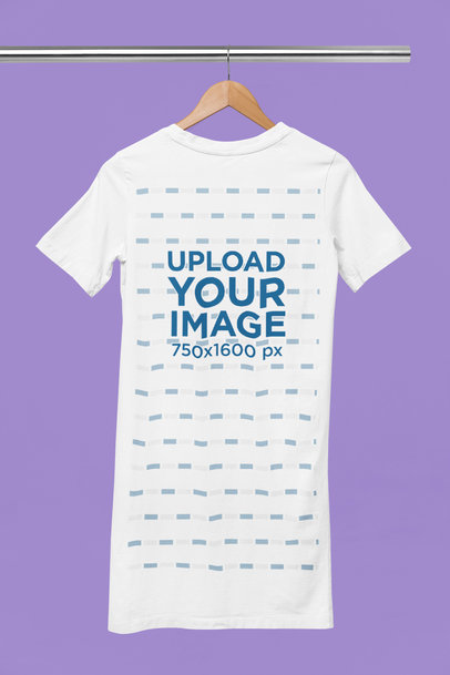 Mockup of a T-Shirt Dress Placed on a Wooden Hanger