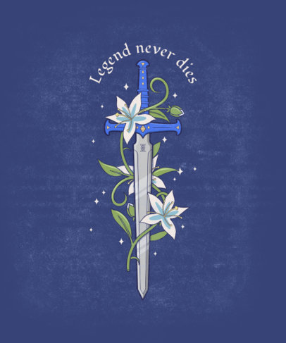 Gaming T-Shirt Design Template Featuring a Sword Inspired by Zelda 5484c