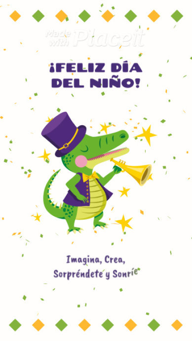 Instagram Story Video Creator with an Animated Crocodile Cartoon for Children's Day