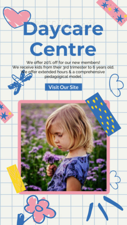 Daycare-Themed Instagram Story Video Generator Featuring a Special Discount 6443 el1