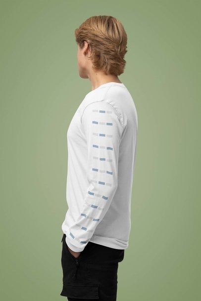 Mockup of a Man Wearing a Bella Canvas Tee with a Customizable Long Sleeve