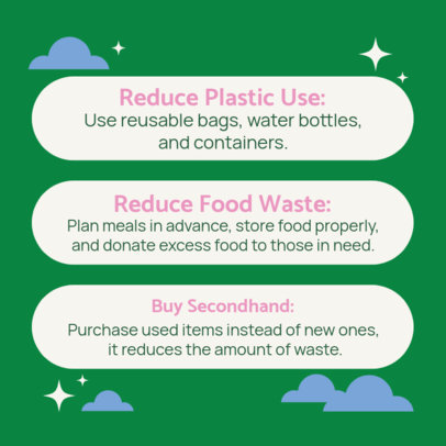 Instagram Post Template for an Environmentally Conscious Tips-Themed Carousel