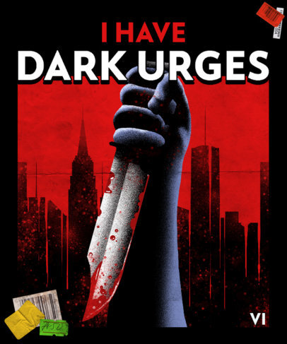 T-Shirt Design Maker Featuring a Scream-Inspired Bloody Knife Illustration 3465h-5510