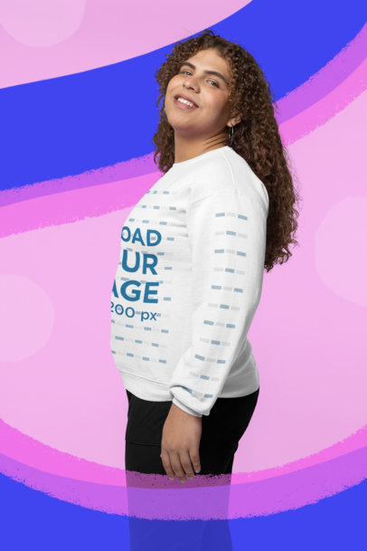 Gildan Sweatshirt Mockup of a Woman Posing in a Studio for Trans Visibility Day