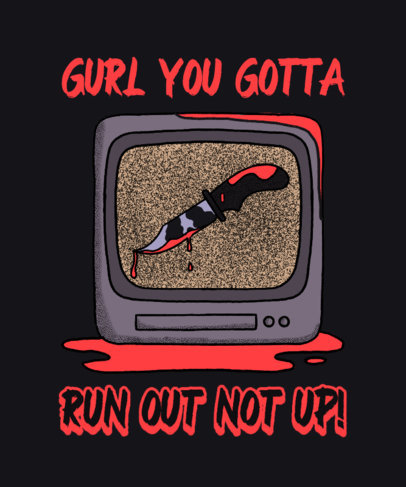 Scream-Inspired T-Shirt Design Template Featuring a Bloody Television Graphic 5371k-5510