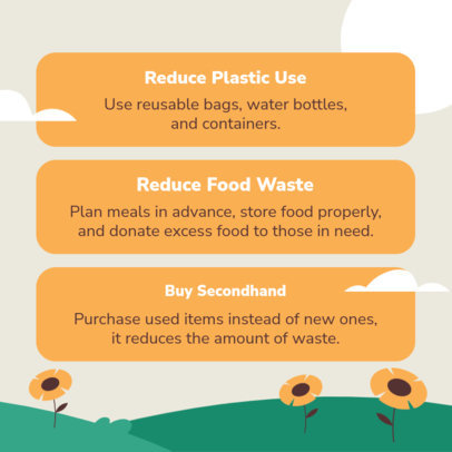 Instagram Post Maker Featuring Waste-Reducing Tips for Earth Day