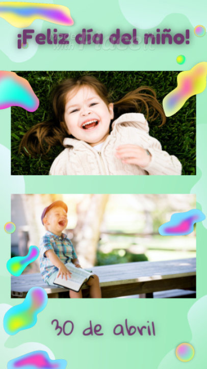 Instagram Story Video Generator with Animated Graphics for a Children's Day Greeting