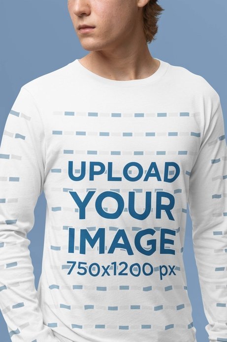 Bella Canvas Long Sleeve Tee Mockup Featuring a Man at a Studio