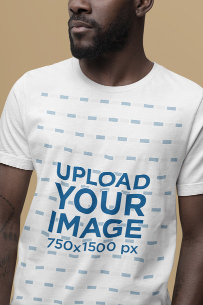 Closeup Mockup of a Bearded Man Wearing a Bella Canvas T-Shirt