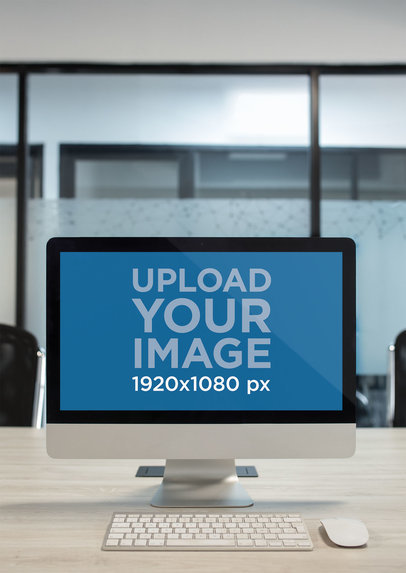 iMac Mockup Standing on an Office Desk