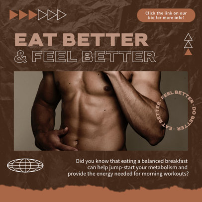 Instagram Post Creator Featuring a Picture of a Fit Man with Tips for a Healthier Lifestyle 