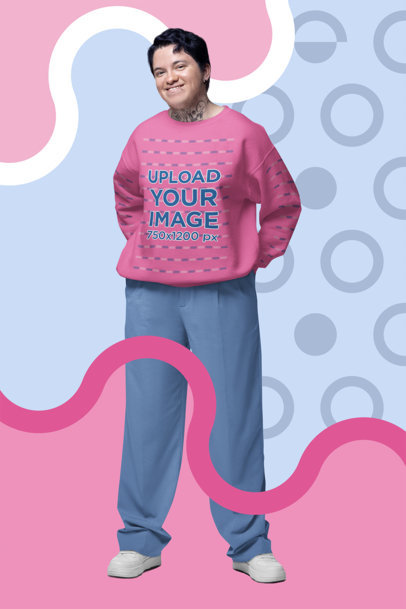 Gildan Sweatshirt Mockup Featuring a Happy Man Posing  for Trans Visibility Day