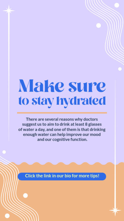 Instagram Story Template Featuring Helpful Tips to Stay Hydrated