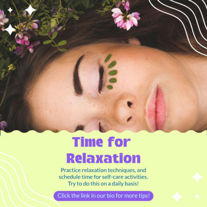 Instagram Post Template Featuring Relaxation Advice