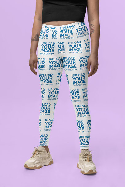 Leggings Mockup Featuring a Cropped-Face Woman With Tattoos