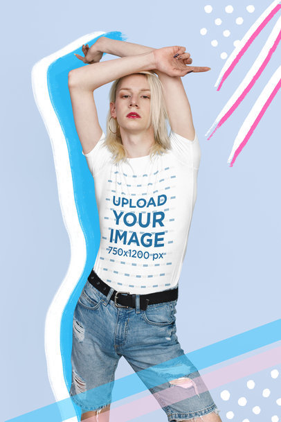 T-Shirt Mockup of a Serious Person Posing at a Studio with an LGBT Theme m33072 r-el2