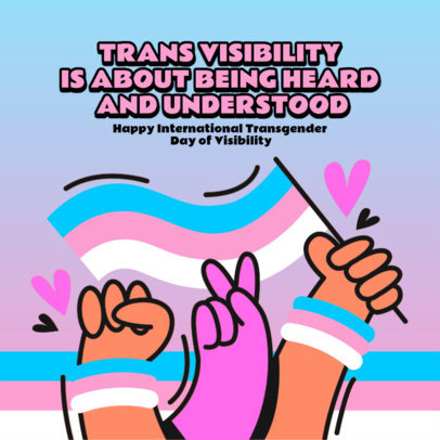 Instagram Post Template Featuring Illustrated Characters for Transgender Visibility Day