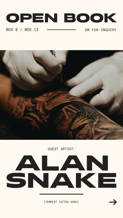 Instagram Story Maker Featuring an Artist Event for a Tattoo Studio