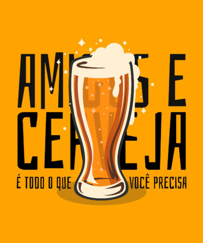 Illustrated T-Shirt Design Maker Featuring a Beer Graphic and a Quote