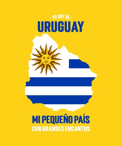 T-Shirt Design Template Featuring an Uruguay Flag and a Quote