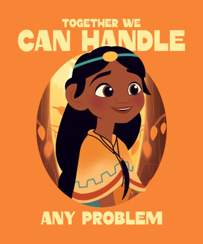 T-Shirt Design Template Featuring a Cute Illustration Inspired by a Disney Princess