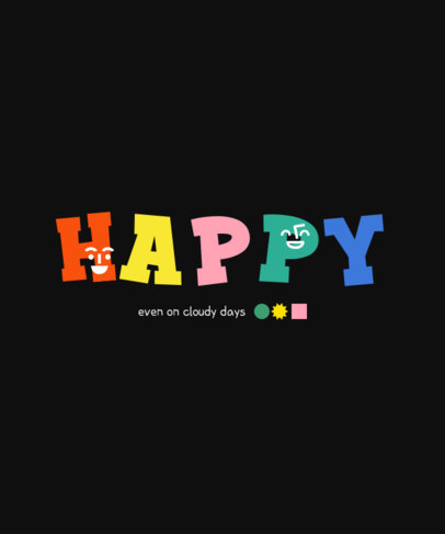 Kids T-Shirt Design Generator with a Colorful Happiness Quote