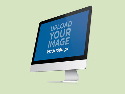 Mockup of an iMac Featuring a Customizable Backdrop m33296