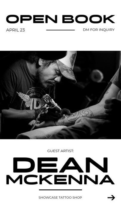 Instagram Story Template Featuring an Event Theme for a Tattoo Studio