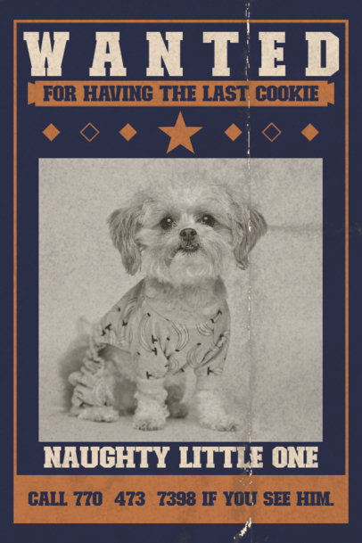Funny Wanted Poster Design Maker Featuring a Dog Picture