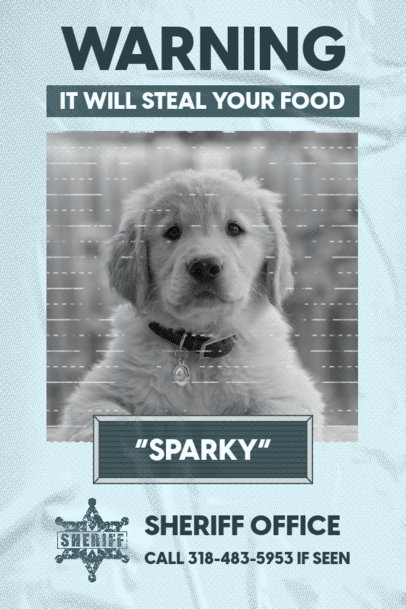 Most Wanted Poster Template Featuring an Adorable Puppy Photo
