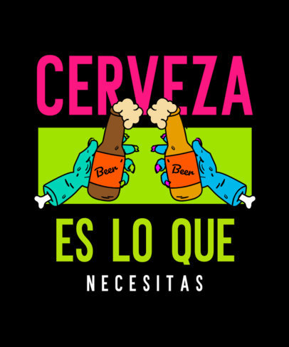 Fun T-Shirt Design Creator Featuring Two Monster Hands Drinking Beer 5134i-5512