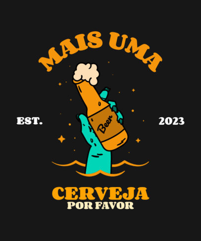 T-Shirt Design Template Featuring a Quote and a Monster Hand Holding a Beer