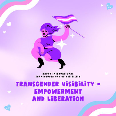 Instagram Post Generator Featuring an Illustrated Character Holding a Transgender Pride Flag