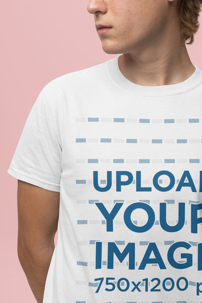 Round-Neck Gildan Tee Mockup of a Man Posing in a Studio