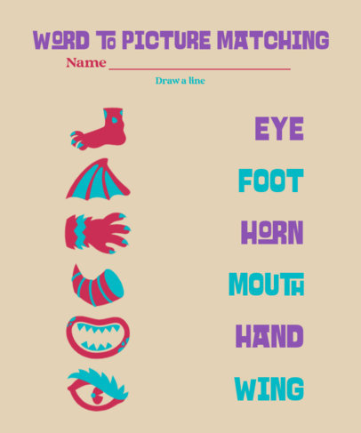 Worksheet Maker With Monster Graphics Featuring a Draw and Match Theme 5732