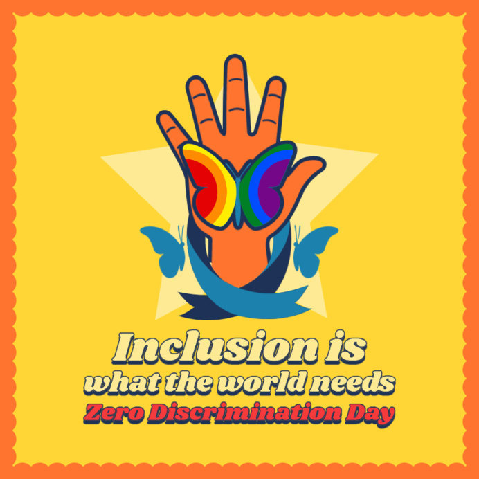 Instagram Post Creator Featuring a Hand Palm with an LGBT Butterfly for Zero Discrimination Day