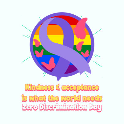 Instagram Post Generator Featuring a Purple Ribbon for Zero Discrimination Day 5731c