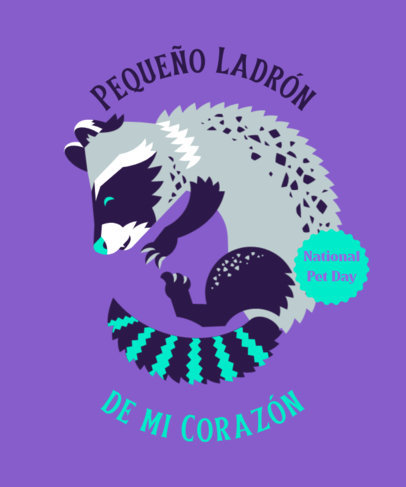 National Pet Day-Themed T-Shirt Design Generator with a Raccoon Illustration