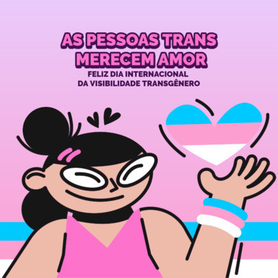 Instagram Post Generator Featuring a Heart-Shaped Trans Pride Flag for Visibility Day