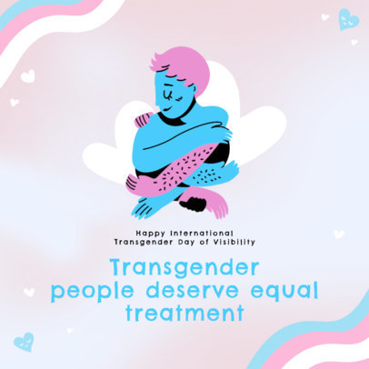Instagram Post Maker Featuring a Wavy Transgender Pride Flag with an Illustrated Character