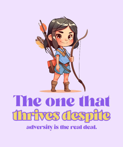 Illustrated T-Shirt Design Template Featuring a Disney-Inspired Princess Warrior