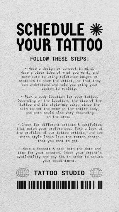 Instagram Story Maker Featuring Steps to Schedule a Tattoo
