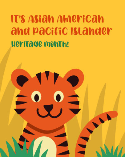 Illustrated Instagram Post Maker for AAPI Heritage Month Featuring a Tiger Graphic