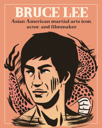 Holiday Instagram Post Creator Featuring a Bruce Lee Graphic for AAPI Heritage Month 5071j-5535