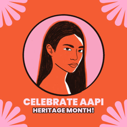 Instagram Post Template for AAPI Heritage Month with an Illustrated Portrait of a Woman