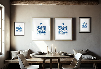Art Print Mockup Featuring an AI-Generated Modern Dining Room With a Nice Aesthetic