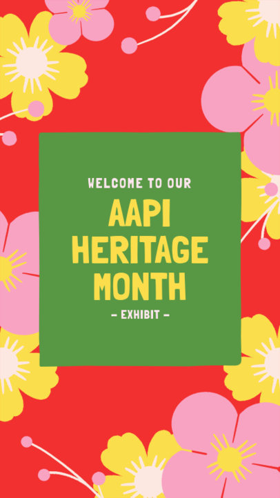 Instagram Story Template Featuring a Flower Pattern for an AAPI Heritage Month Exhibit