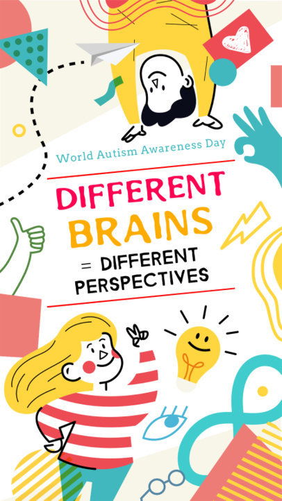 Autism Awareness Instagram Story Maker Featuring Doodle Graphics 5800