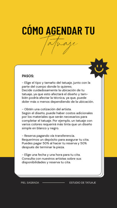 Instagram Story Creator With Steps to Scheduled a Tattoo